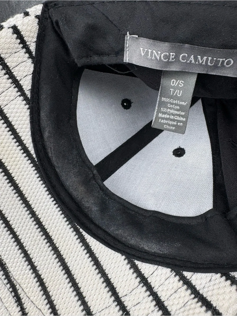 Vince Camuto Black Striped Brim Adjustable Baseball Cap One Size